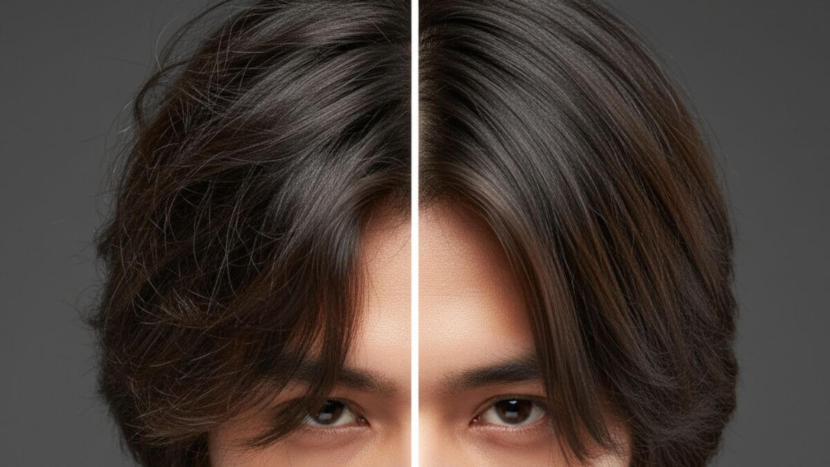 ผมเสียจากการทำเคมีผู้ชาย แบบก่อนหลัง ฟื้นฟูให้กลับมาเงานุ่ม