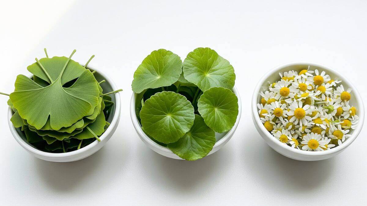 เปรียบเทียบใบแปะก๊วย ใบบัวบก และคาโมมายล์