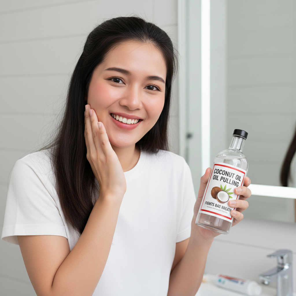 บ้วนปากด้วยโคโคนัทออย Oil Pulling ลดกลิ่นปาก 3 oil puling