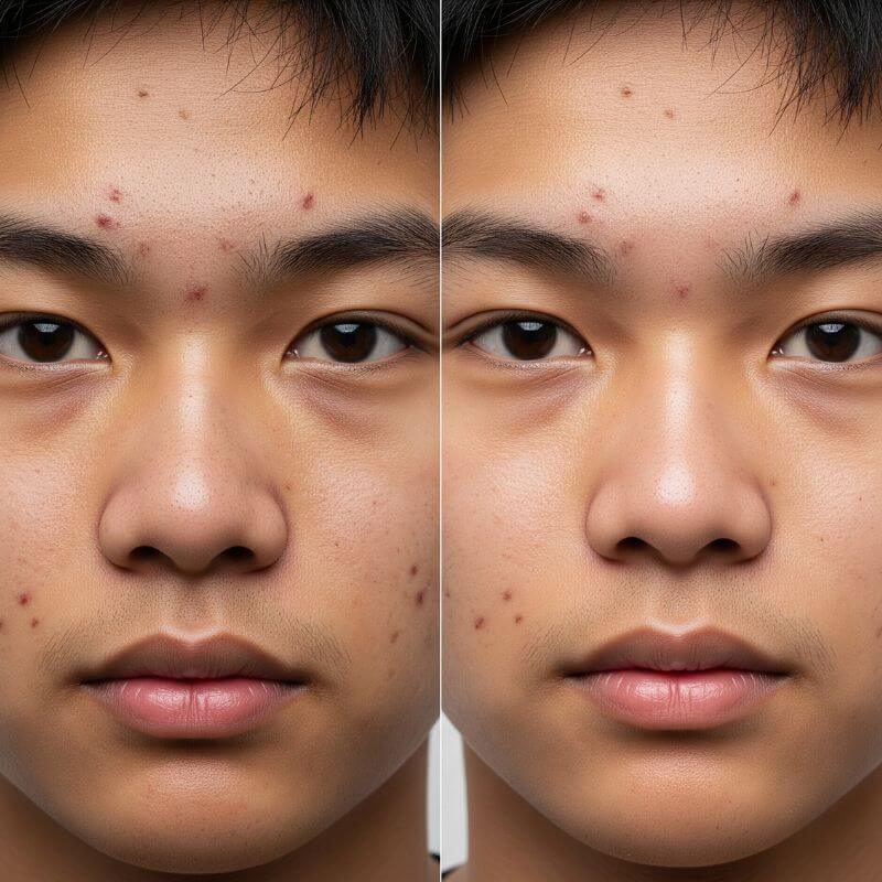 ผิวผู้ชายไทยก่อนและหลังใช้ BHA ลดสิวอุดตัน