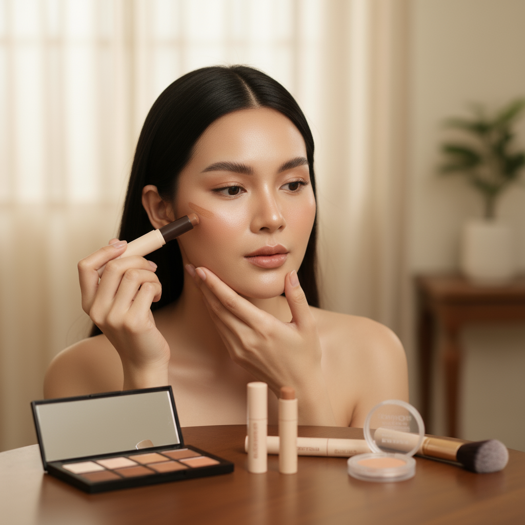 คอนทัวร์ราคาหลักร้อย คุณภาพดี คุ้มค่า คุ้มราคา 3 woman using contour
