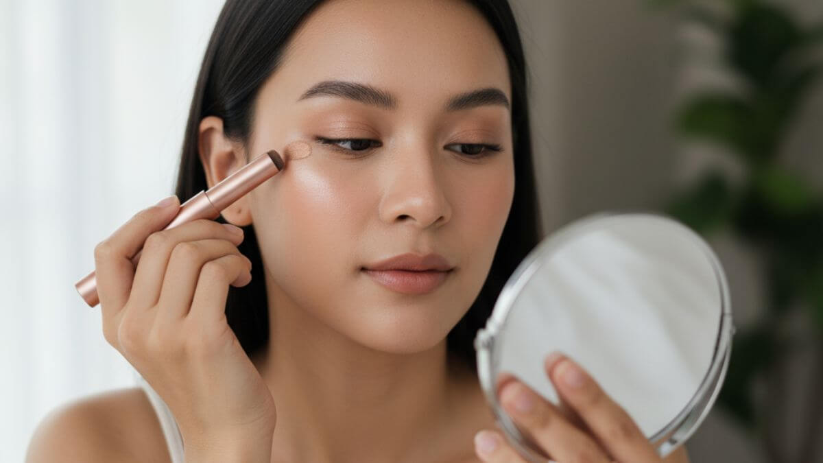 อายแชโดว์แบบแท่ง (Eyeshadow Stick) ใช้ง่าย พกสะดวก แต่งตาสวยทันใจ 2025 3 ผู้หญิงไทยใช้ อายแชโดว์แบบแท่ง แต่งตา