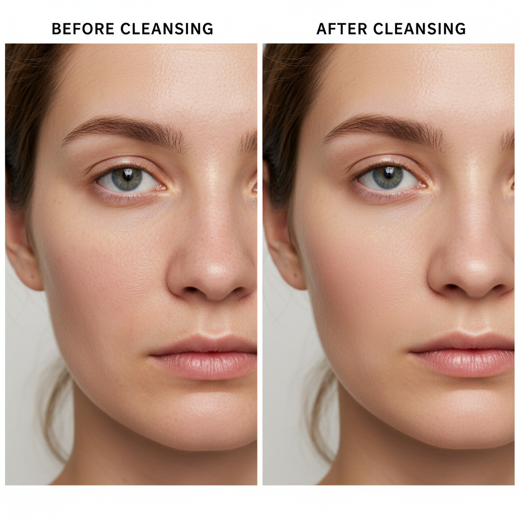 CeraVe Hydrating Cleanser อ่อนโยนต่อผิวที่บอบบาง 5 before after cleaning