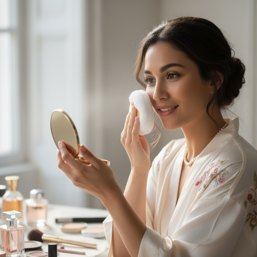แป้งฝุ่น Ben Nye แป้งโปร่งแสงมาในรุปแบบกระป๋อง 4 woman use powder