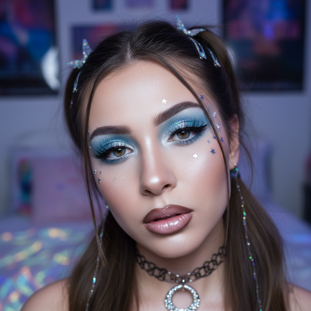 Y2K Makeup เทรนด์แฟชั่น แต่งหน้าแบบวิ้ง ๆ เงาฉ่ำวาว 3 y2k makeup