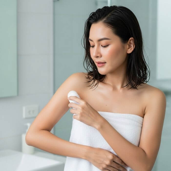 วิธีทาโรลออนหลังอาบน้ำสำหรับผู้หญิงไทย