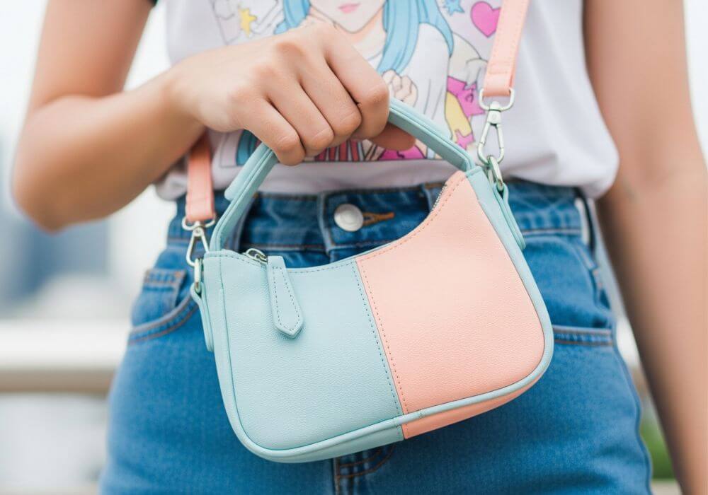 Mini Bag กระเป๋าที่มีขนาดเล็กกว่าปกติ 2 ผู้หญิงไทยถือกระเป๋า Mini Bag สีพาสเทล เดินแฟชั่นสตรีทในกรุงเทพฯ