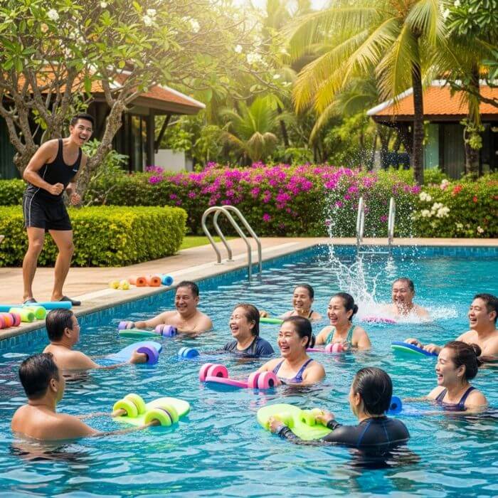 การออกกำลังกายในน้ำ สุขภาพและความงามที่คุณไม่ควรพลาด 5 ประเภทการออกกำลังกายในน้ำ แอโรบิก โยคะ ว่ายน้ำ