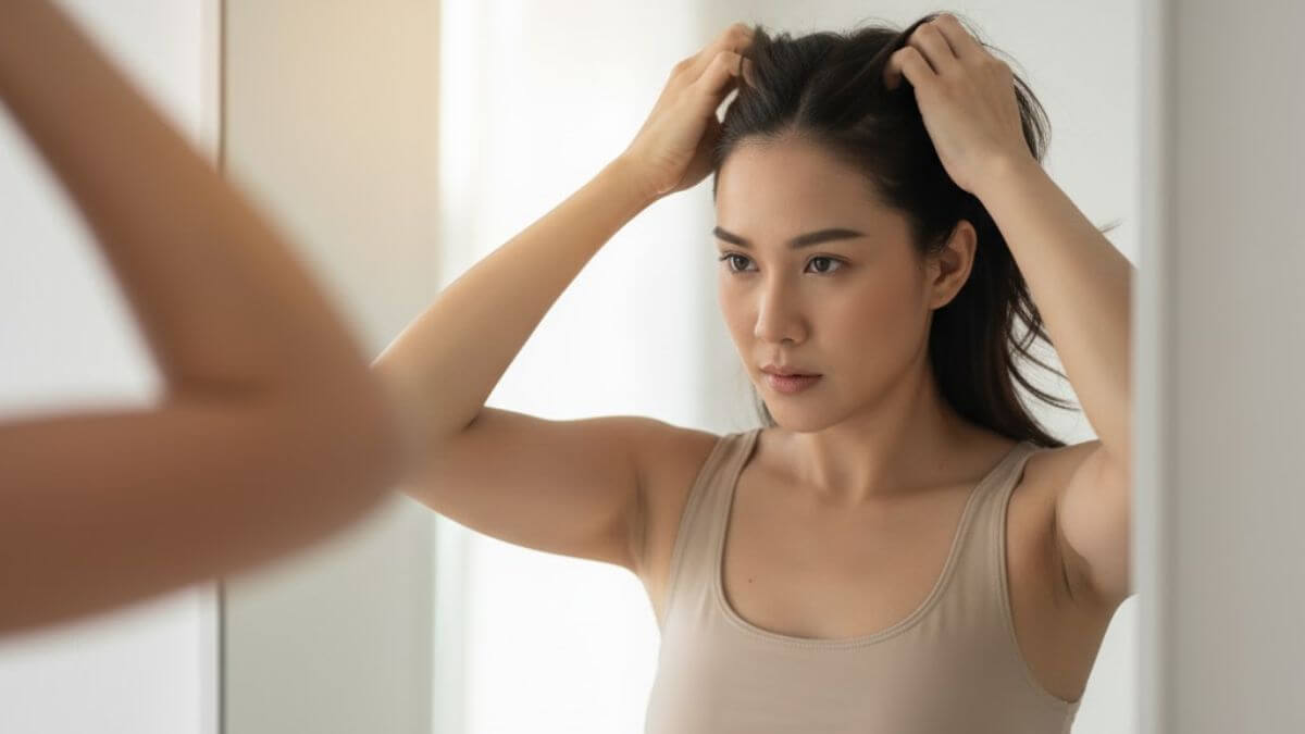 รวมแชมพูและเซรั่มลดผมร่วง เหมาะสำหรับคนผมบาง (ฉบับครบ จบในโพสต์เดียว) 4 หญิงไทยผมบางตรวจสอบสาเหตุของผมร่วงก่อนเลือกผลิตภัณฑ์