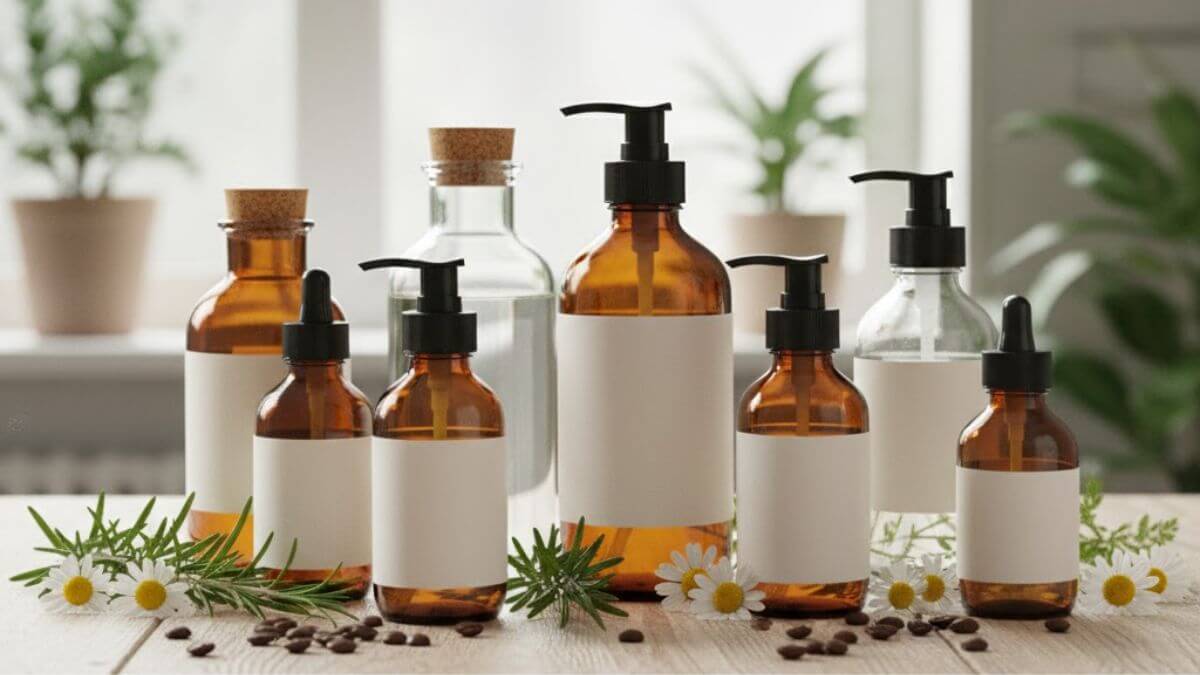 รีวิวแชมพูลดผมร่วง เห็นผลจริงใน 4 สัปดาห์ 5 ขวดแชมพูลดผมร่วงหลายสูตรจัดเรียงพร้อมส่วนผสมธรรมชาติ