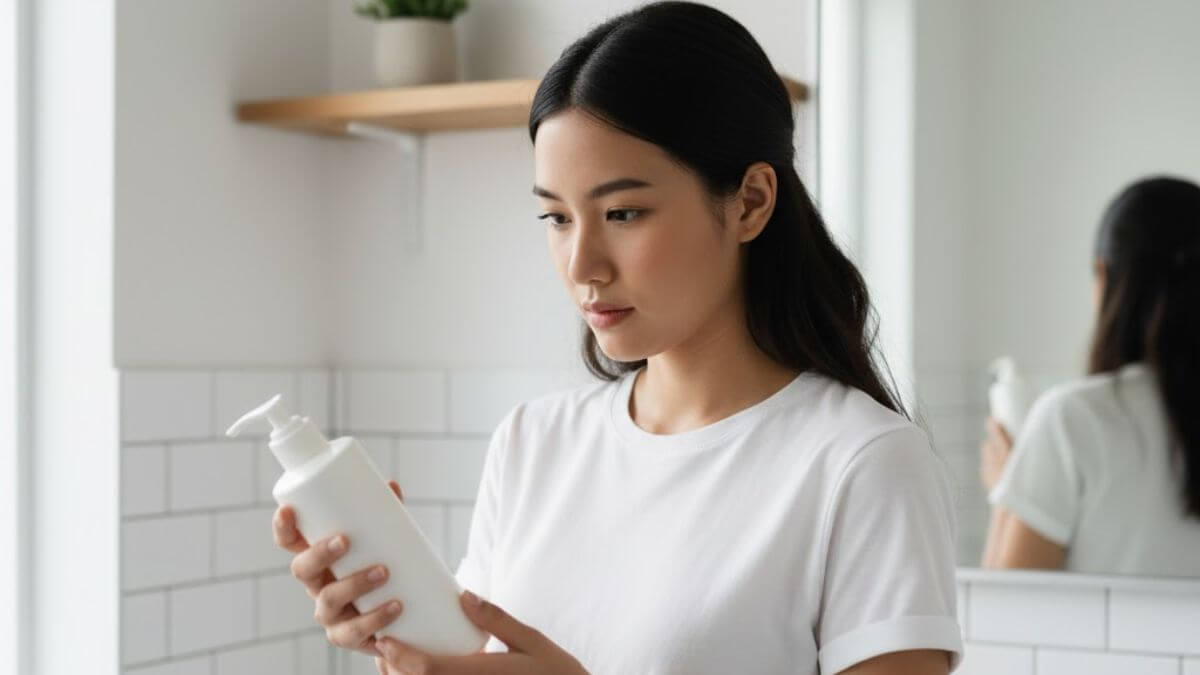 รีวิวแชมพูลดผมร่วง เห็นผลจริงใน 4 สัปดาห์ 4 ผู้หญิงไทยกำลังเลือกแชมพูลดผมร่วงโดยดูส่วนผสมอย่างละเอียด