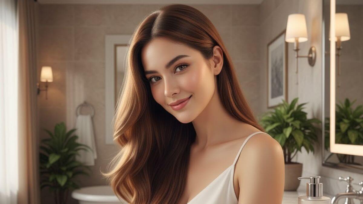 แชมพูสำหรับผมทำสี – วิธีเลือกให้สีผมสดไม่ซีดเร็ว 2 ผู้หญิงไทยผมทำสีสุขภาพดีถือแชมพูสำหรับผมทำสี