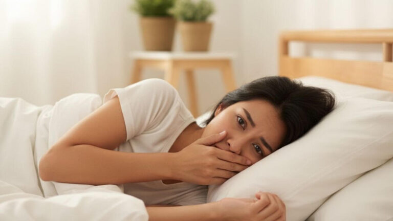 ผู้หญิงไทยกังวลเรื่องกลิ่นปากตอนเช้าในห้องนอนตอนเช้า